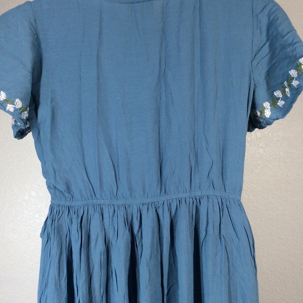 Love + Harmony Faux Wrap Maxi Womens Dress Embroidered Flutter Sleeve V-Neck - Picture 13 of 15